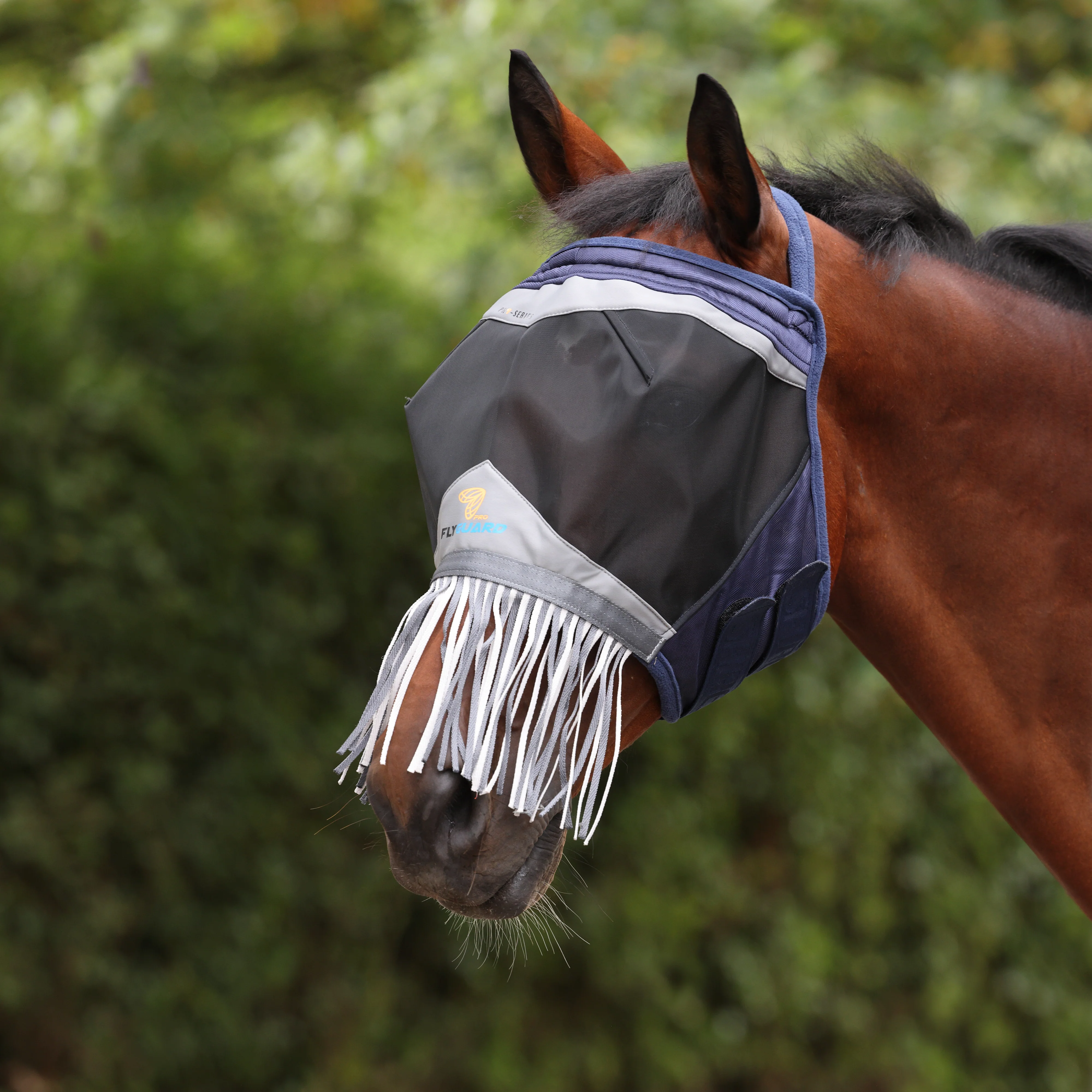 Shires FlyGuard Pro Fine Mesh Earless Fly Mask with Nose Fringe - Image 2