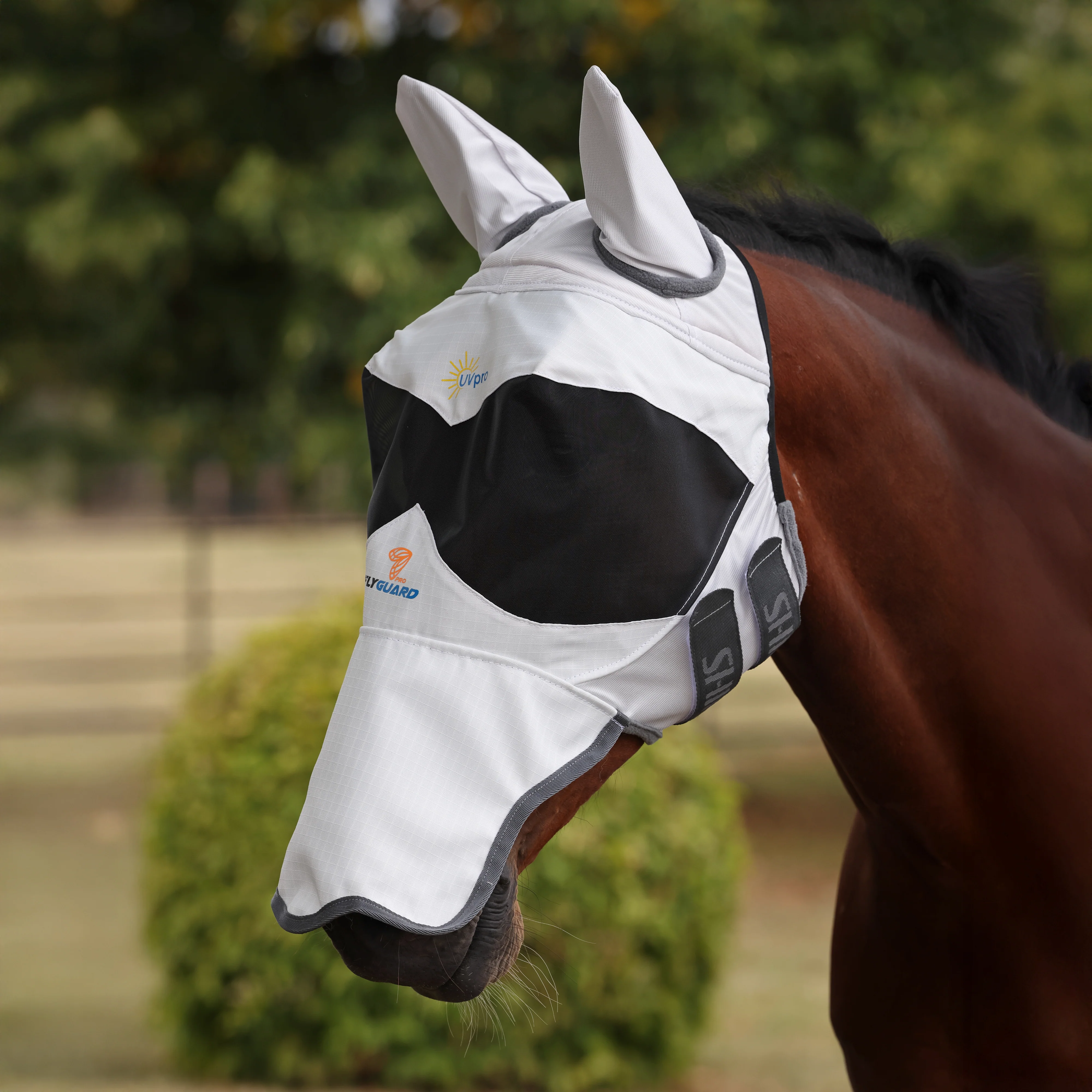 Shires FlyGuard Pro Sun Shade Fly Mask with Ears & Square Nose